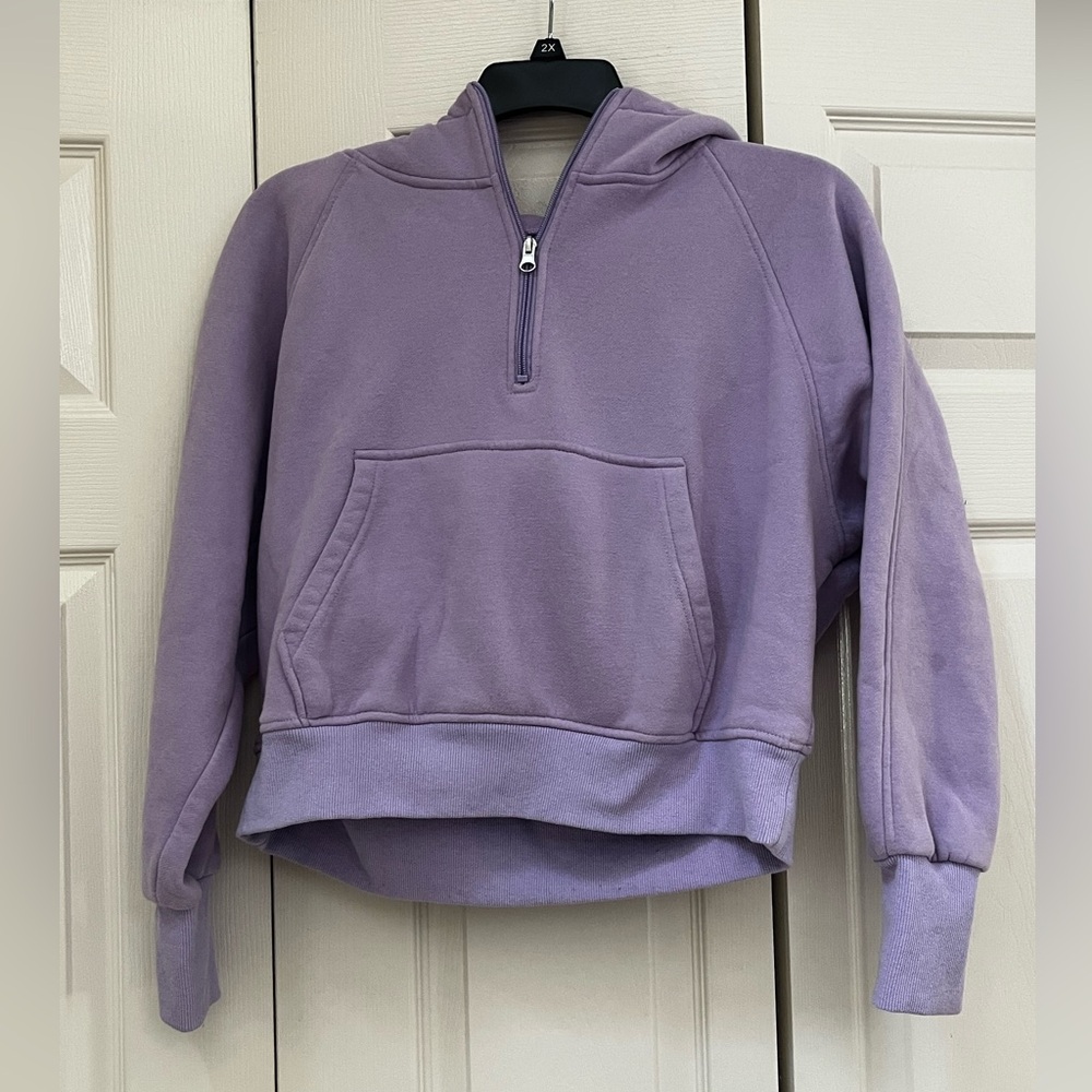 EUC - Jess Lea - Lavendar Scuba Cropped Oversized Hoodie Sweatshirt Womans Small